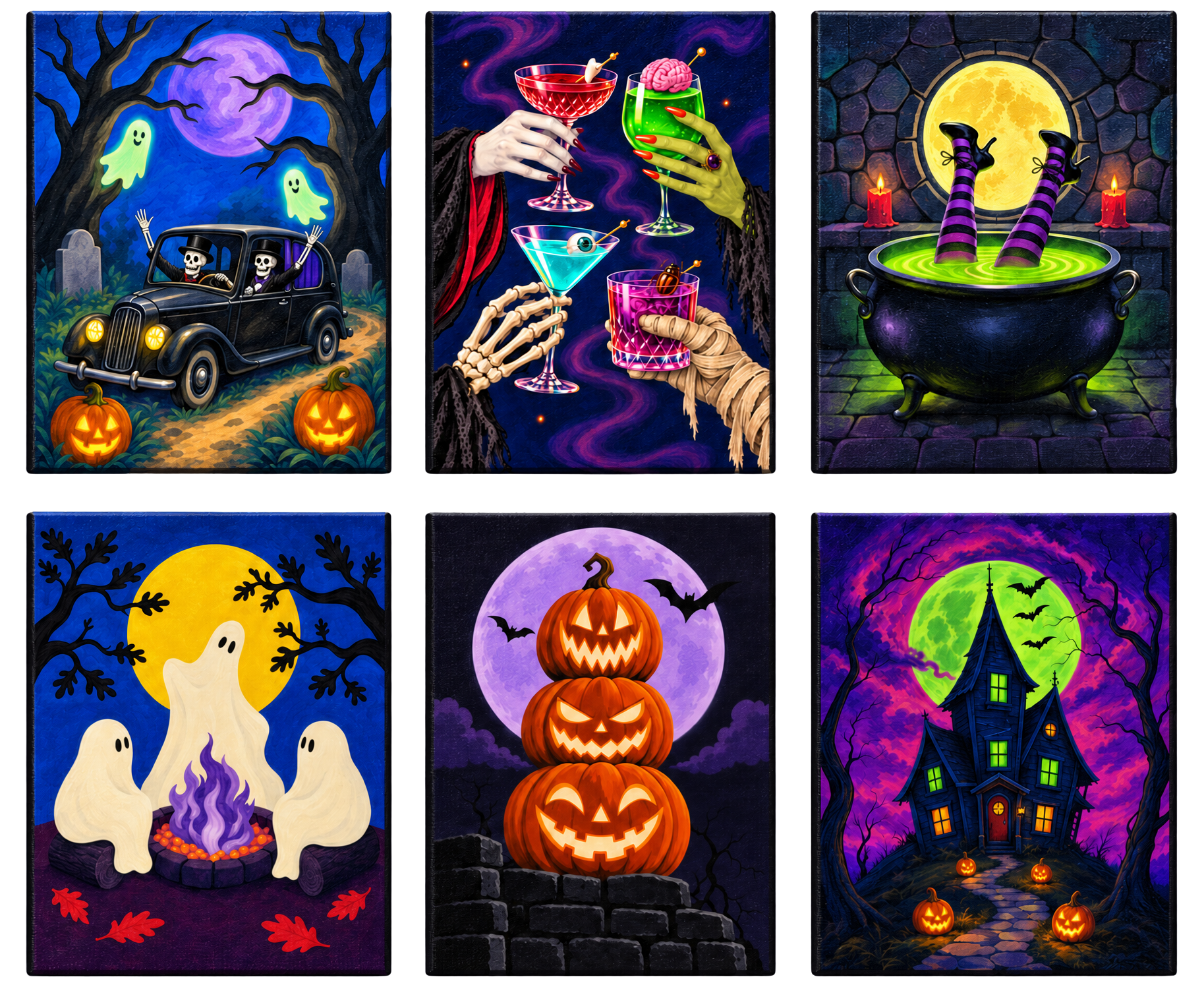 Halloween Nights Bundle - 6 Mini Paintings