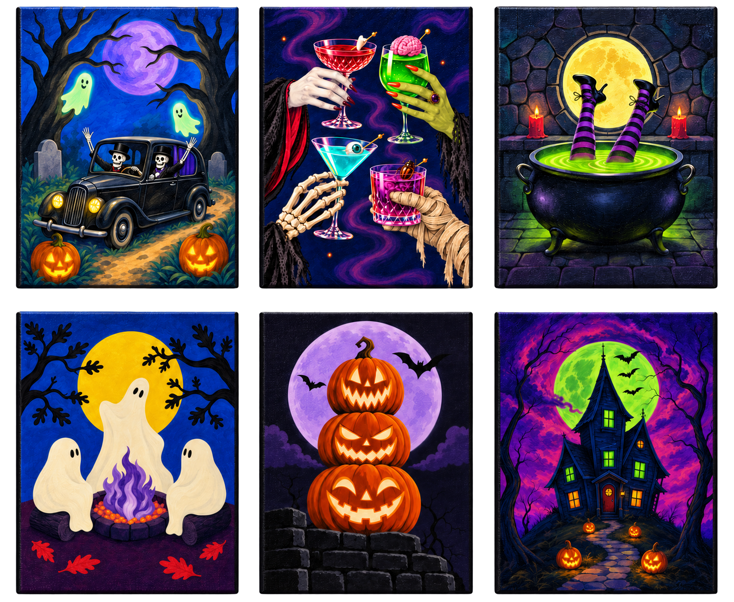 Halloween Nights Bundle - 6 Mini Paintings